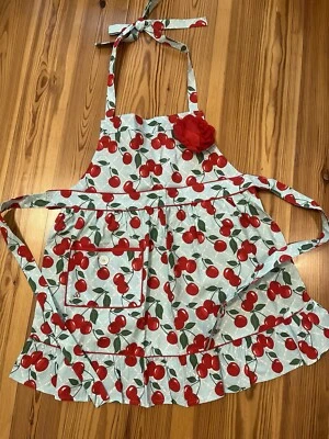 NEW W/ TAGS JESSIE STEELE COURTNEY KITCHEN APRON--ONE SIZE RETRO COTTON BLUE RED