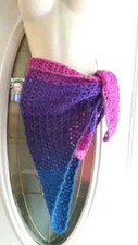 crochet womans handmade swim beach sarong wrap cover up purple USA made