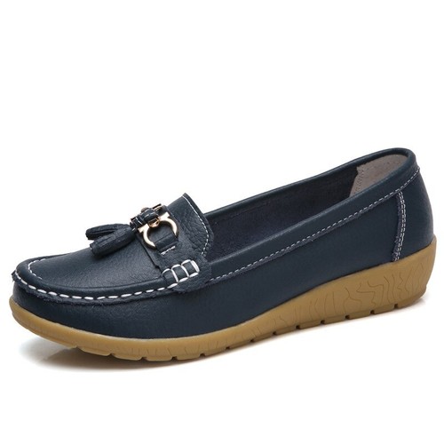 Women Flat Plus Size 44 Women Genuine Leather Shoes Slipony Low Heels Loafers - Picture 38 of 38