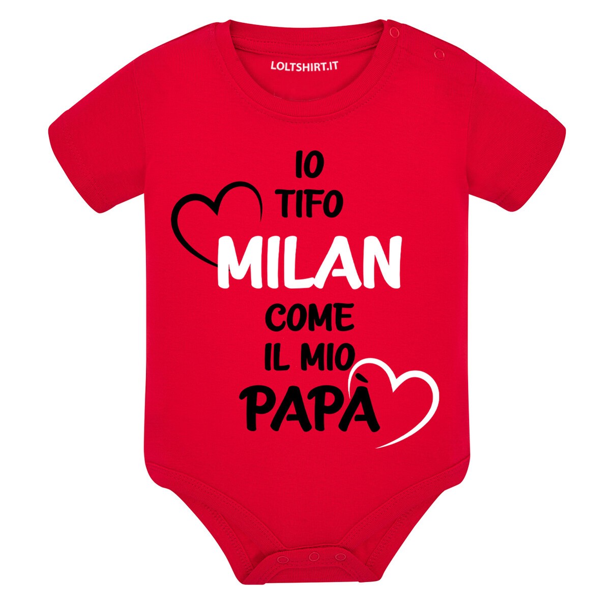 Body Io Tifo MILAN ROSSO divertente neonato a maniche corte