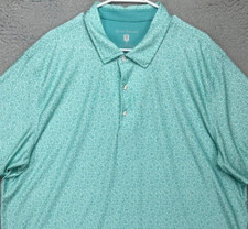Hickey Freeman Shirt Adult 2XL Mint Green Floral Golf Polo Stretch Rugby Mens