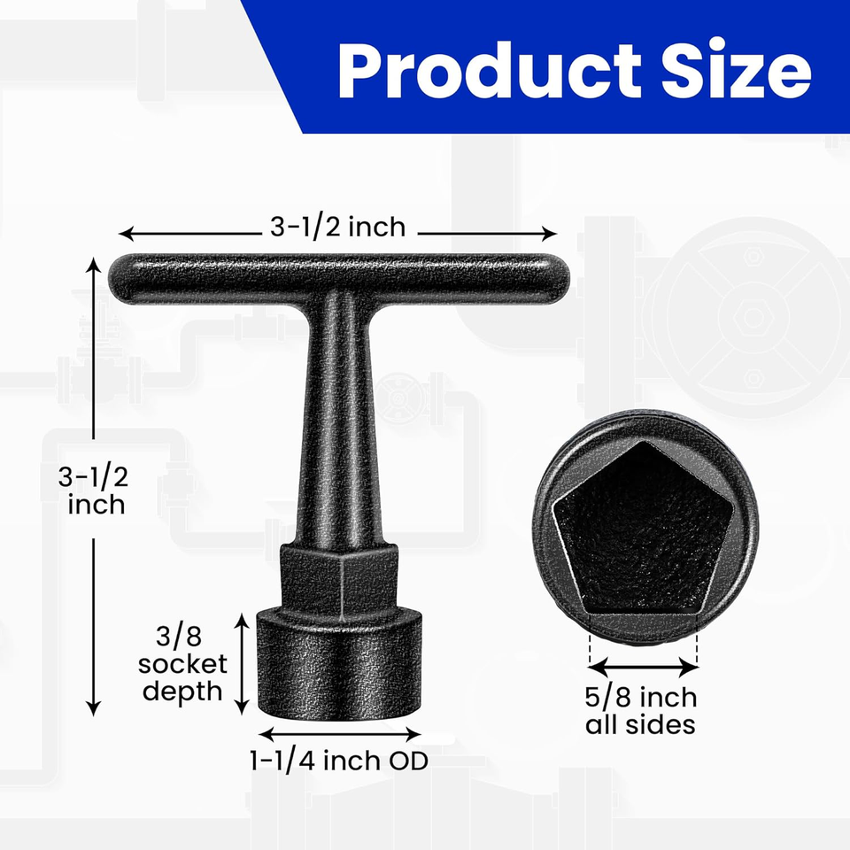 Enhon Curb Box Wrench for Pentagon Curb Boxes, Water Meter Wrench for