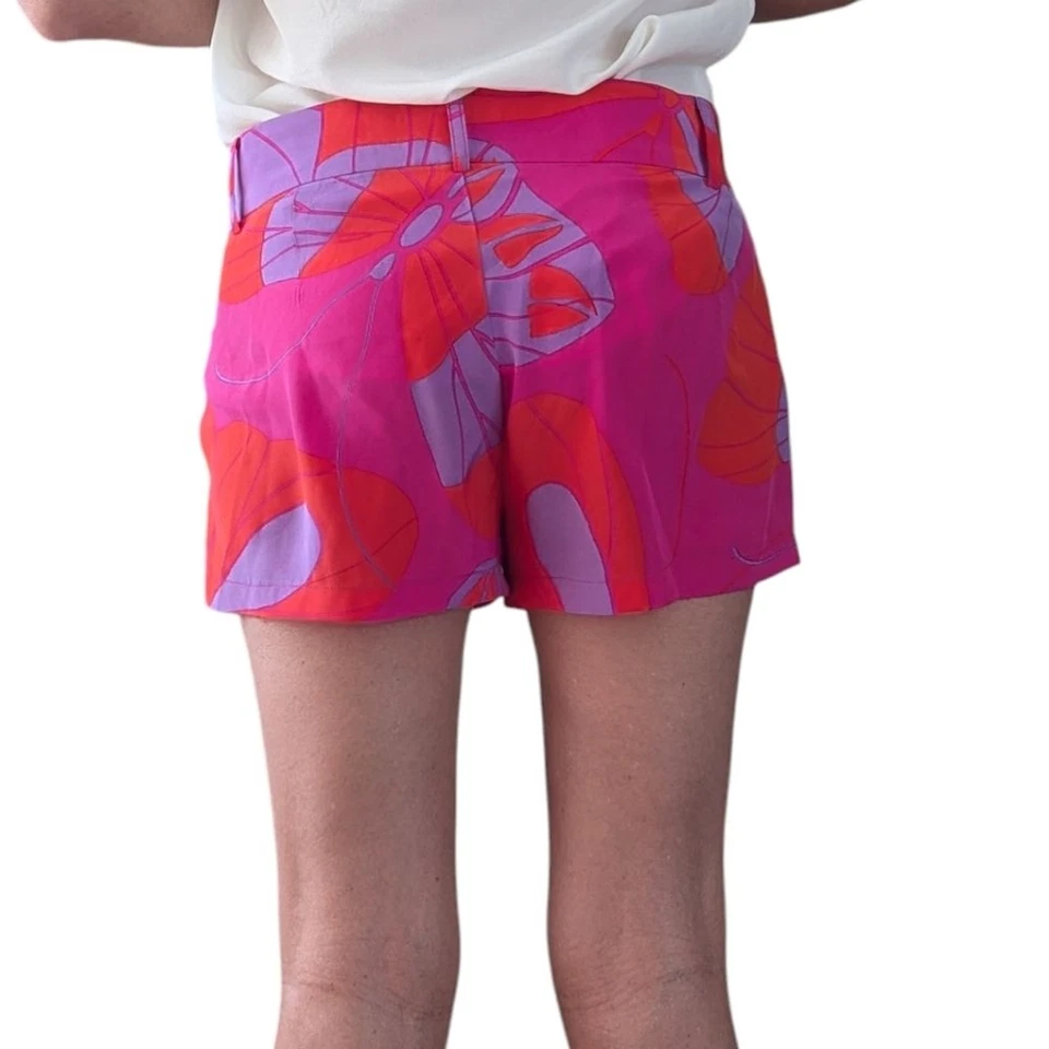 Шорты Amanda Uprichard 100% шелк розовые фиолетовый оранжевый абстрактный принт размер S - Изображение 4 из 4