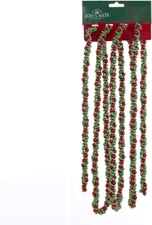KURT ADLER 9' RED,  GREEN & GOLD TWISTED BEAD CHRISTMAS TREE GARLAND H9490RGGO