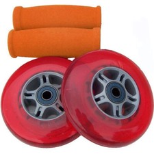 RED Replacement Razor Scooter WHEELS, ABEC 7 BEARINGS, ORANGE GRIPS