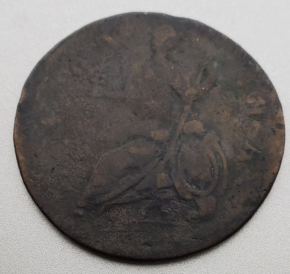 1787 Vermont Britannia Copper 1/2p Colonial Rare Coin Vf / Xf - Image 2 of 2