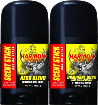 2-Pack Harmon Whitetail Deer Hunt Urine Rub-On Scent Attractant Stick Hunting JB