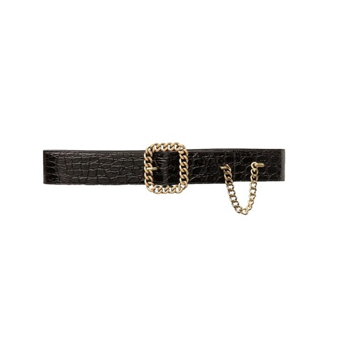 Vintage Yves Saint Laurent Wide Belt S Brown Leather‎ Buckle Rhinestone Rivets YSL YVES SAINT-LAURENT RED STUDDED SUEDE LEATHER GOLD SET  main image 2
