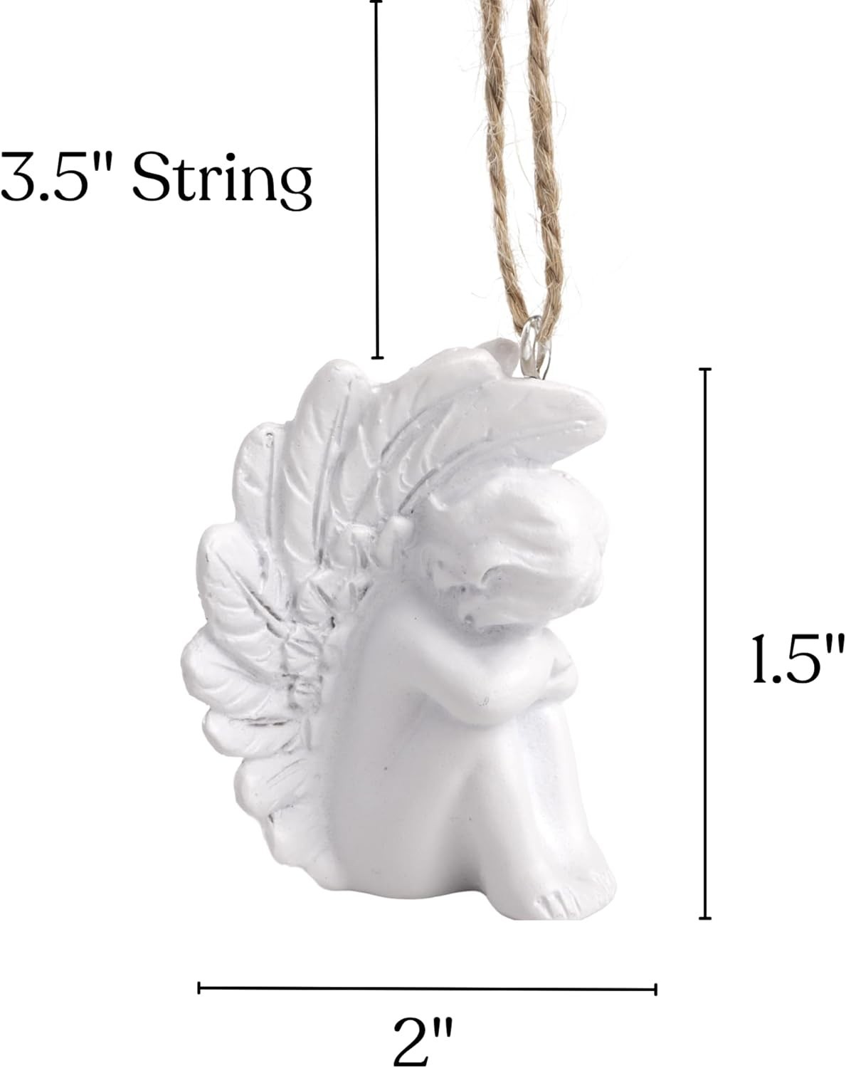 Pair of Sweet Cherub Angel Christmas Ornaments Tree Decoration White 2.25 x 1.5"