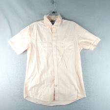 IZOD Saltwater Shirt Mens Medium Orange Relaxed Classics Cotton Coastal Beach