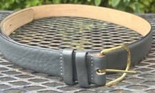 Vintage Men s Glove Leather Belt Size 36/90 Made in USA Grey Brass Buckle