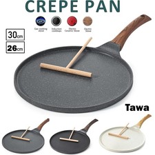 Nonstick Crepe Pan Flat Skillet Tawa Griddle Turner Roti Dosa Pancake Frypan