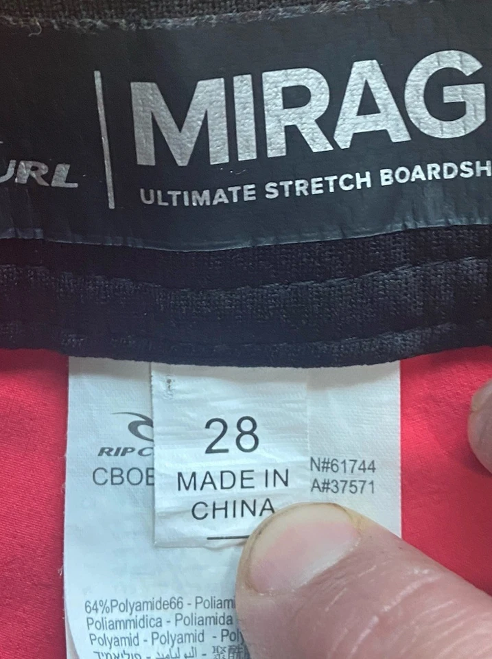 Rip Curl Mirage Youth Board Shorts Boy 28 Coral Red Cordura Fabric Surf Swimsuit - Image 4 of 4