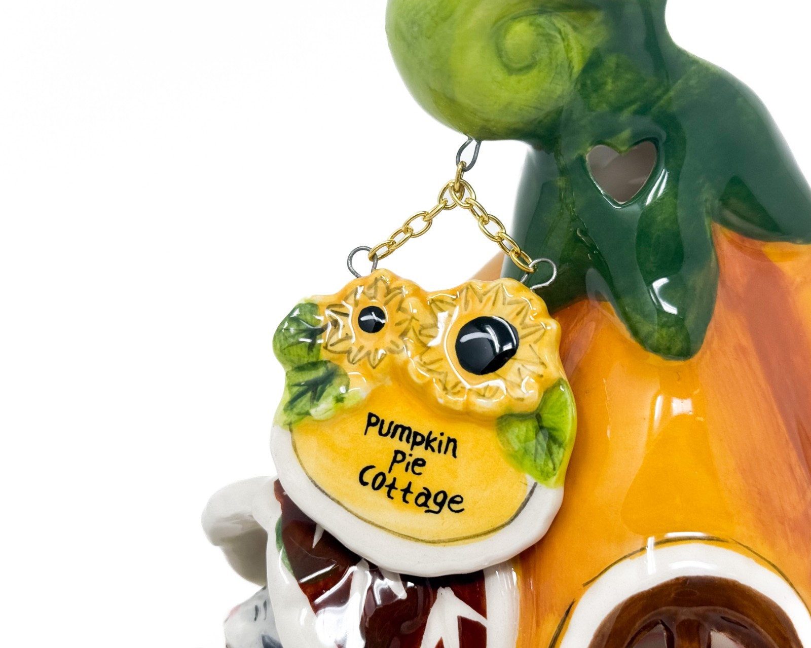 Blue Sky Clayworks Pumpkin Pie Cottage Tealight House Cat Figurine Fall Decor