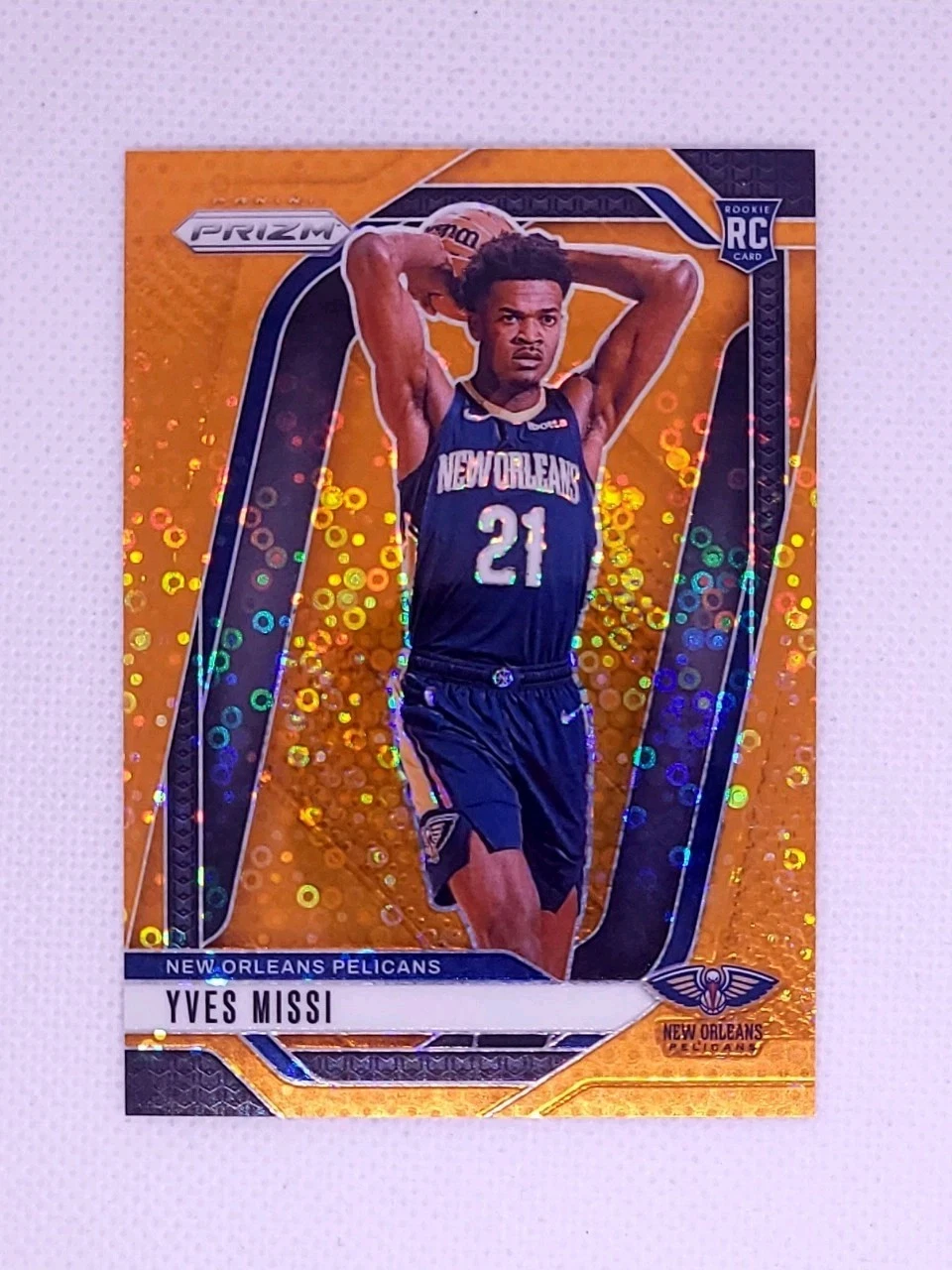 2024-25 Panini Prizm Fast Break Yves Missi Orange Disco 21/125 #233 Pelicans