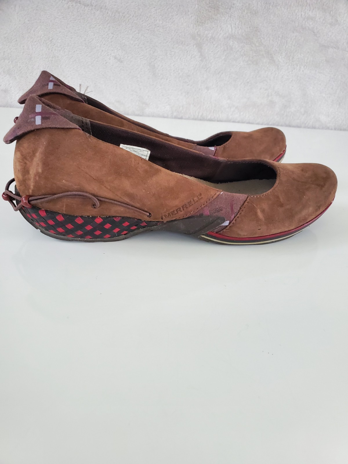 Ballerine Merrell Elles in pelle di chicco di caffè scarpe slip on Ortholite Qform 7