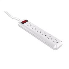 4 Ft. 6-Outlet Power Strip with 45 Degree Flat Angle Plug, White