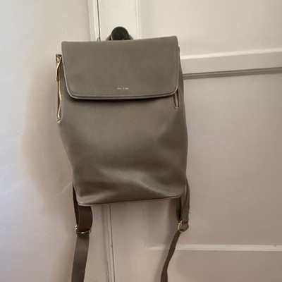 MATT & NAT Gray Backpack Top Handle Magnetic Closure Zipper Pockets Gold