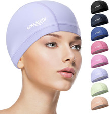 Fabric Swim Cap for Adult Women Men Kid 3 4 6 8 14 16, Silicone Water Resistant