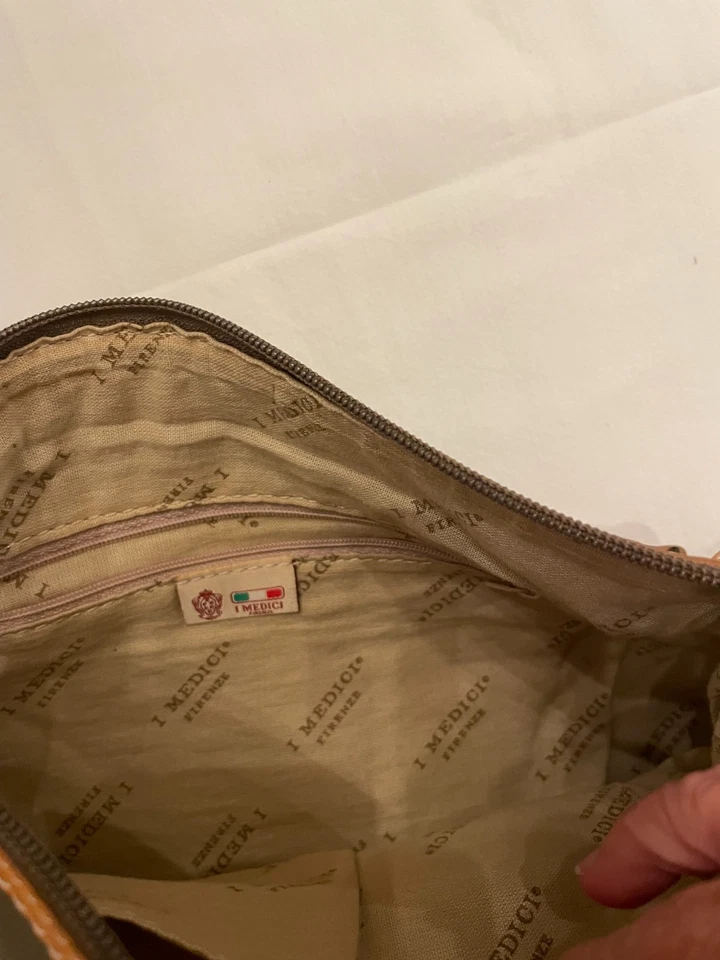 I Medici de Florencia Mujer Vintage Italiano Cuero Bolso de Mano Oliva Bolso de Hombro Foto 4 de 4