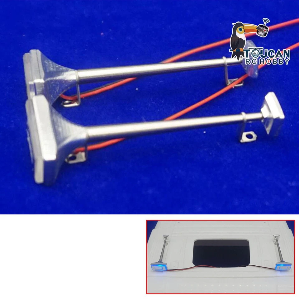 1/14 1Pair Metal Horns with LED for Tamiya RC Tractor Truck Car DIY Accessories - Image 3 of 4