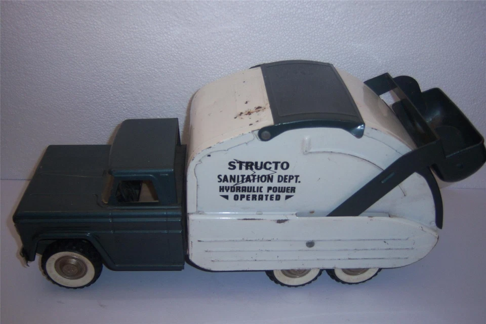 Structo Sanitation Dept Hydraulic Truck 1950's Working Old Toy Pr Steel 18" Long - Image 2 of 4