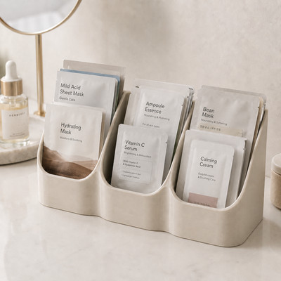 Skincare Sample Packet Organizer 3D Printed From Recycled Materials | Vanity