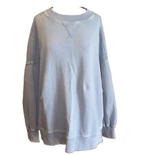 Aerie Womens M Oversized Sweatshirt Blue Washed Crewneck Slouchy Cotton Pullover
