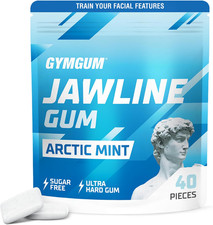 GYMGUM Jawline Gum Hard Chewing Gum Jaw Exerciser Sugar Free Arctic Mint 40