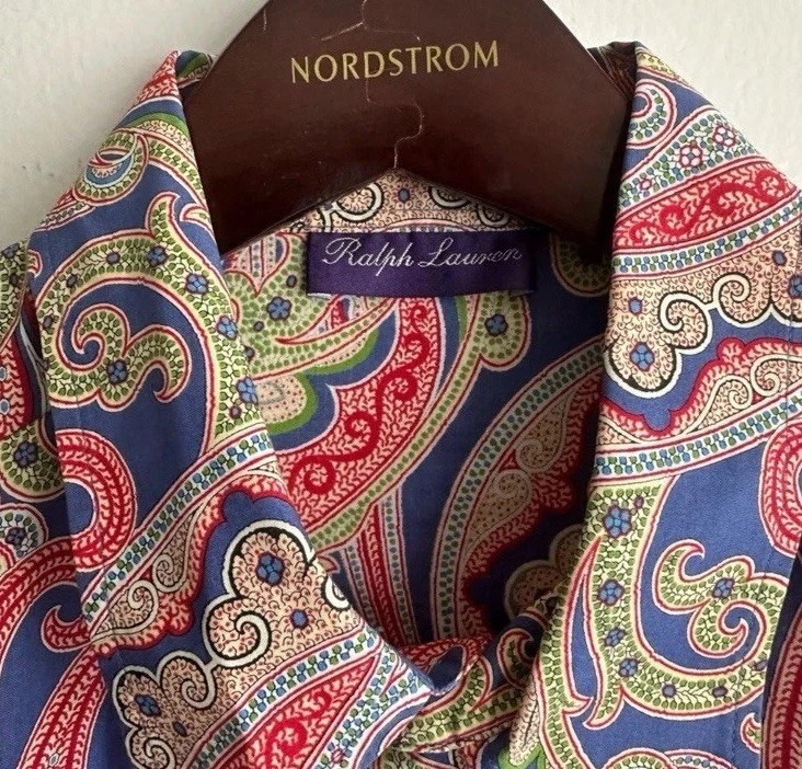 Ralph Lauren Purple Label Blue and Red Paisley Casual Shirt US 17 - Image 2 of 4