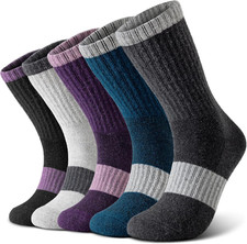 Wool Socks for Women - Hiking Womens Socks 5 Pairs, Thermal Sock for Men  Women
