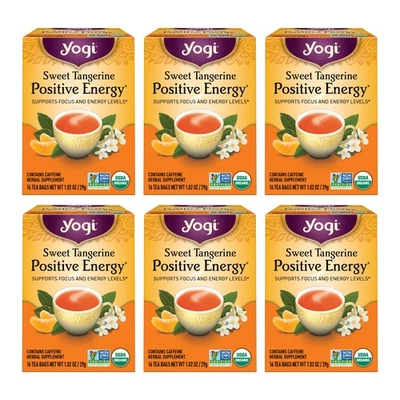 Yogi Sweet Tangerine Positive Energy Tea - 16 Tea Bags per Pack (6 Packs) - O...