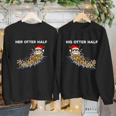 Otter halb passendes Paar Weihnachten Sweatshirt lustiges Wortspiel Weihnachtsshirt Geschenk Pullover