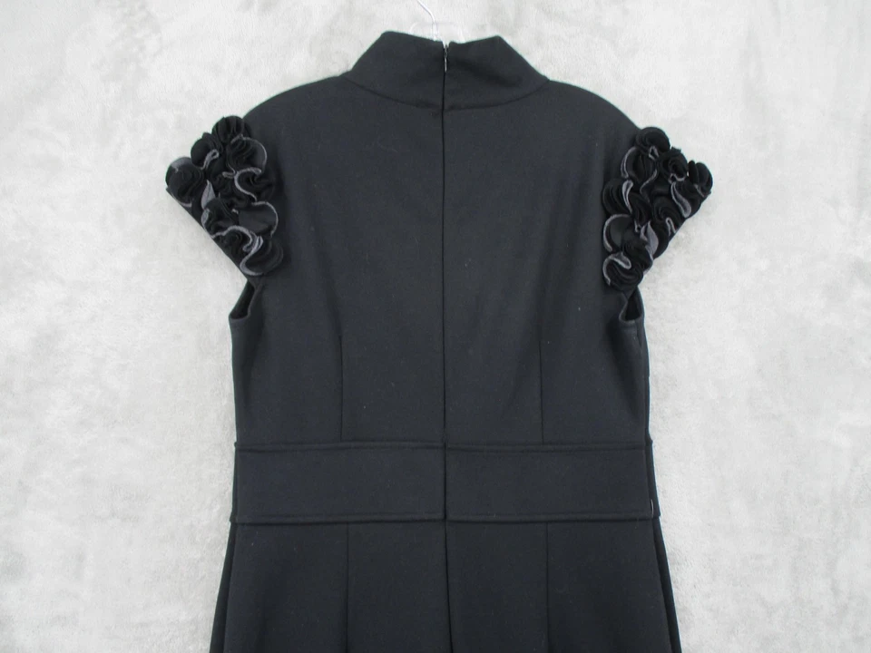 Adrienne Vittadini Dress 12 Ruffle Sleeve Sheath Cocktail Career Ponte Knit Zip - Image 3 of 4