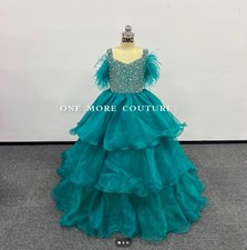 One More Couture green pageant dress little girl size 8