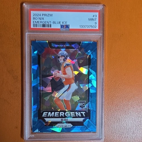 2024 PANINI PRIZM EMERGENT BLUE ICE #3 BO NIX ROOKIE RC 84/99 PSA 9