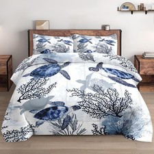 Size Comforter Set with 2 Pillowcases, Animal Blue Turtle Sea King Multi 16