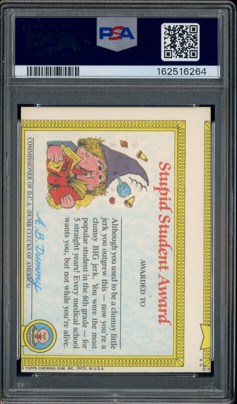 1985 Topps Garbage Pail Kids GPK Stickers #5B Jay Decay PSA 6 EX-MT MC Error view 2