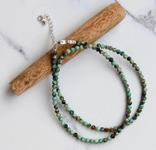 2-3MM Blue Turquoise Faceted Round Gemstone Beads Beautiful Choker Necklace 18''