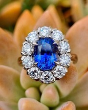 3.50 Ct Oval Cut Natural Sapphire  Diamond Wedding Ring Real 14K White Gold