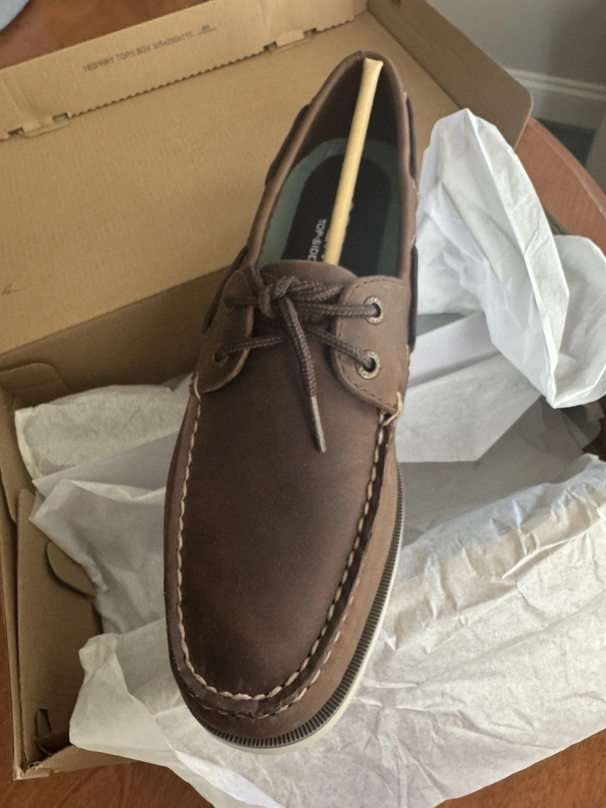 Sperry Top-Sider Leeward Boat Shoes Loafers Men 9.5 M Dark Brown Leather 2-Eye