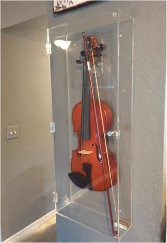 Violin Display Case Ukulele Fiddle Mandolin Acrylic Wall Holder Clear Shadow Box