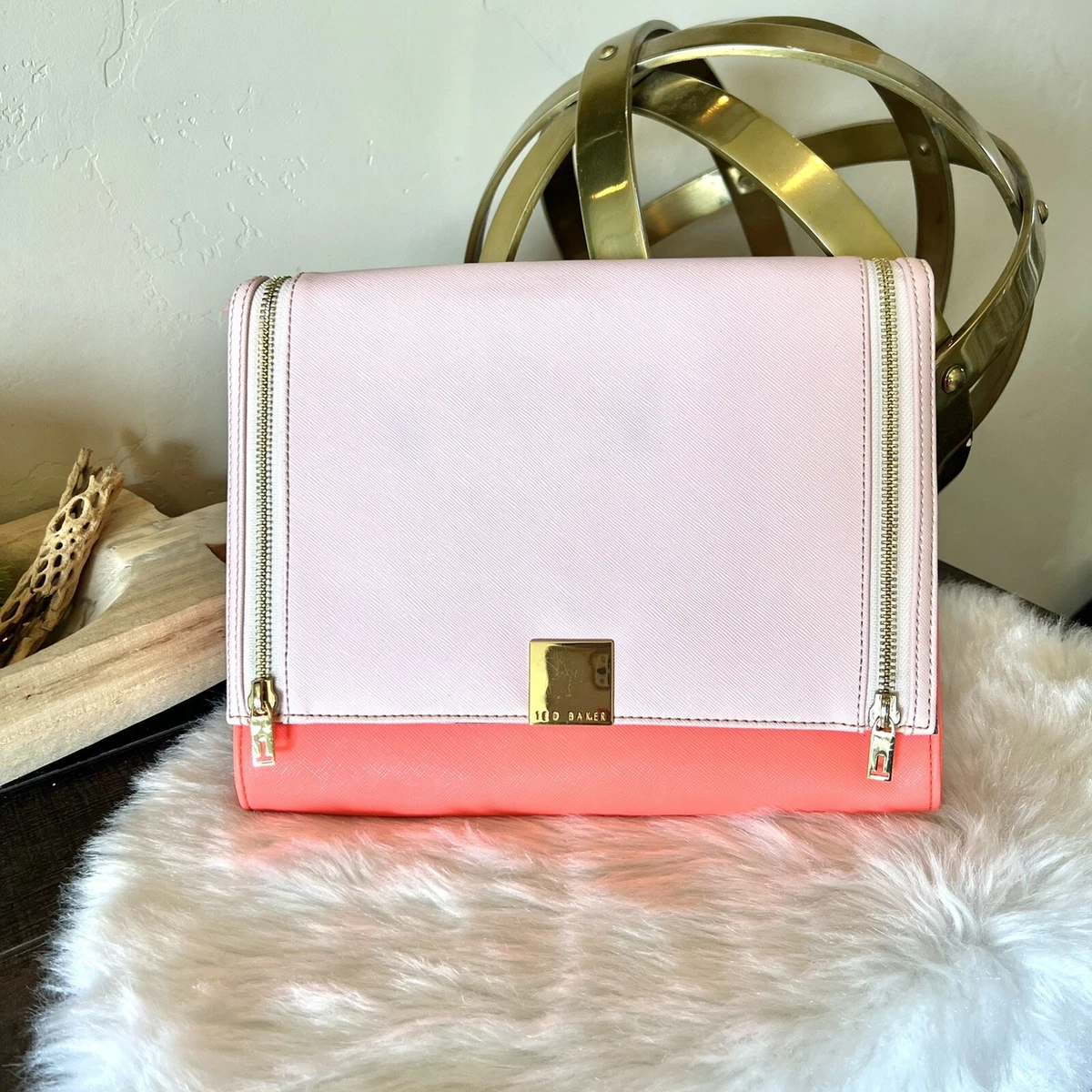 Ted Baker slim clutch bag Pink Orange