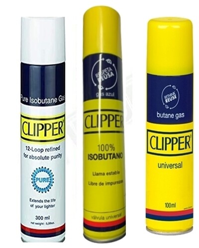 Clipper Feuerzeuggas Gelb Weiß Pure Isobutan Nachfüllgas Universal 16ml / 100ml - Bild 1 von 6