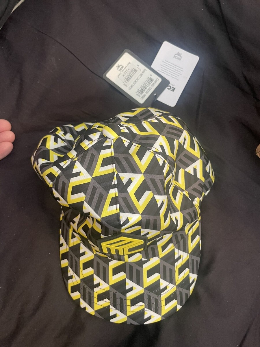 $310 Mens MCM Cubic Logo Allover Print Baseball Cap Hat 