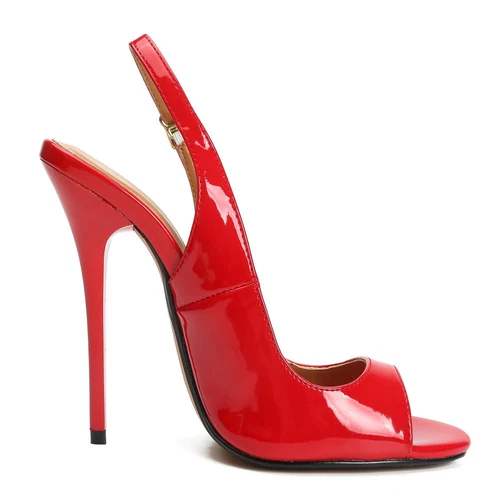 Women's shoes peep toe high heels pumps Slingback Red Crossdressers high heels - Picture 4 of 17