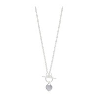 Sterling Silver Belcher Linked T-bar Effect 16 Heart Necklace Sn077a Sterling Silver Belcher Linked T-bar Effect 16 Heart Necklace Sn077a