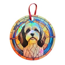 Tibetan Terrier 2 Design Holographic Dog Ornament
