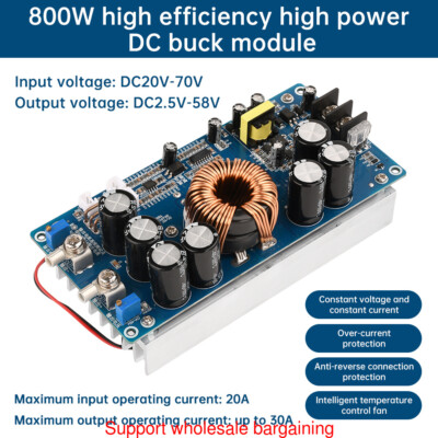 DC-DC Adjustable Step-down Power Supply Module DC20V-70V to DC2.5V-58V 30A 800W