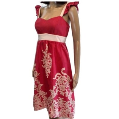 voom by joy han silk dress VOOM by Joy Han 100% Silk Empire Waist Slip Dress Bridgerton Print SZ S